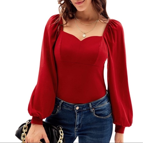 NWT GRACE KARIN Sweetheart Peasant Top - Picture 1 of 12